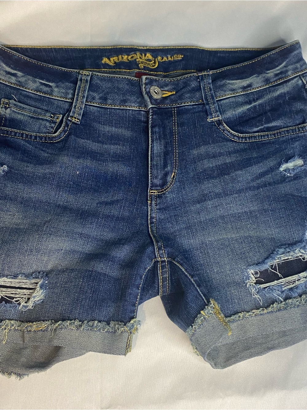 Arizona Jean Company Distressed Dark Blue Denim Shorts